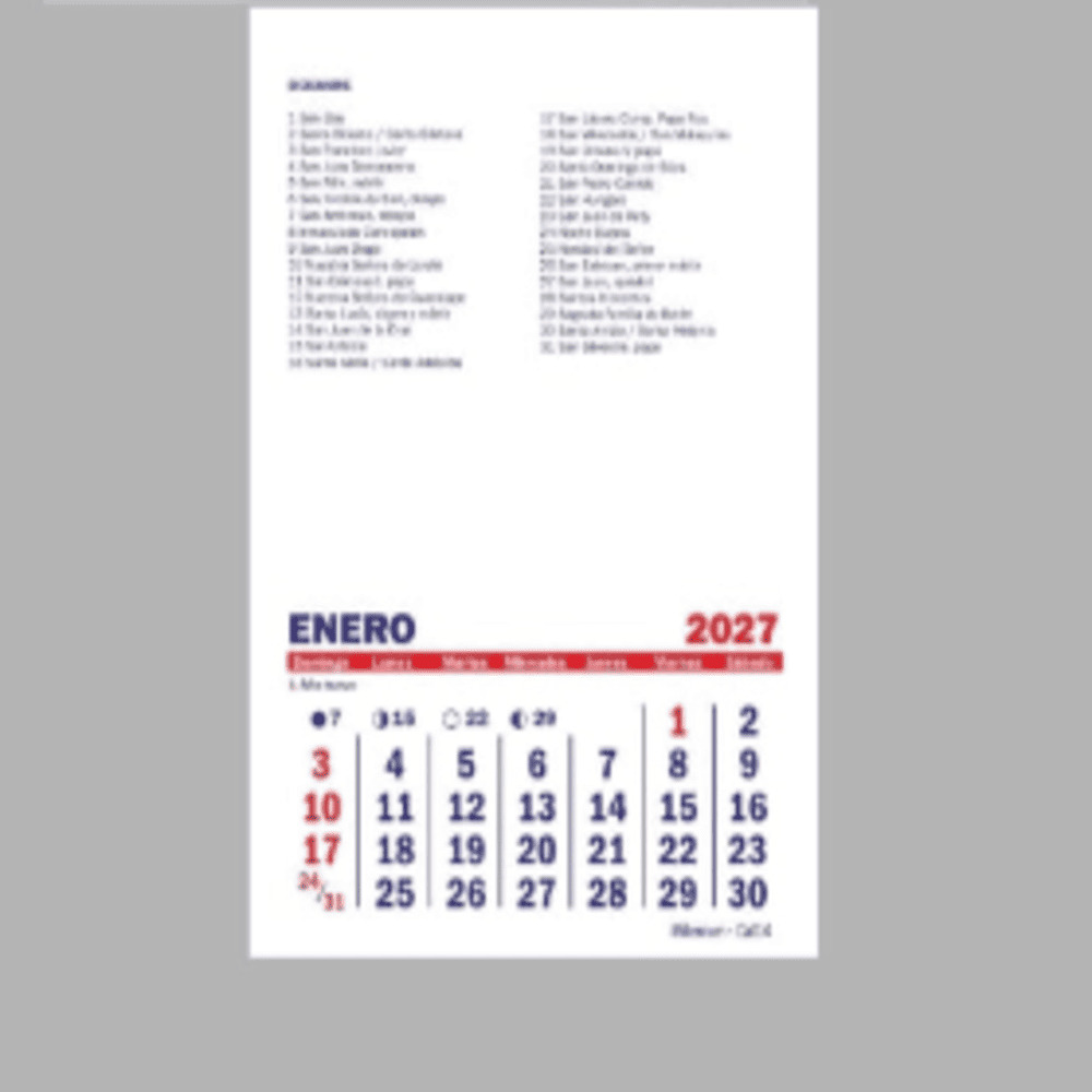cal14 Calendario Mensual. 10x15cms. 2027 - Imagen 1